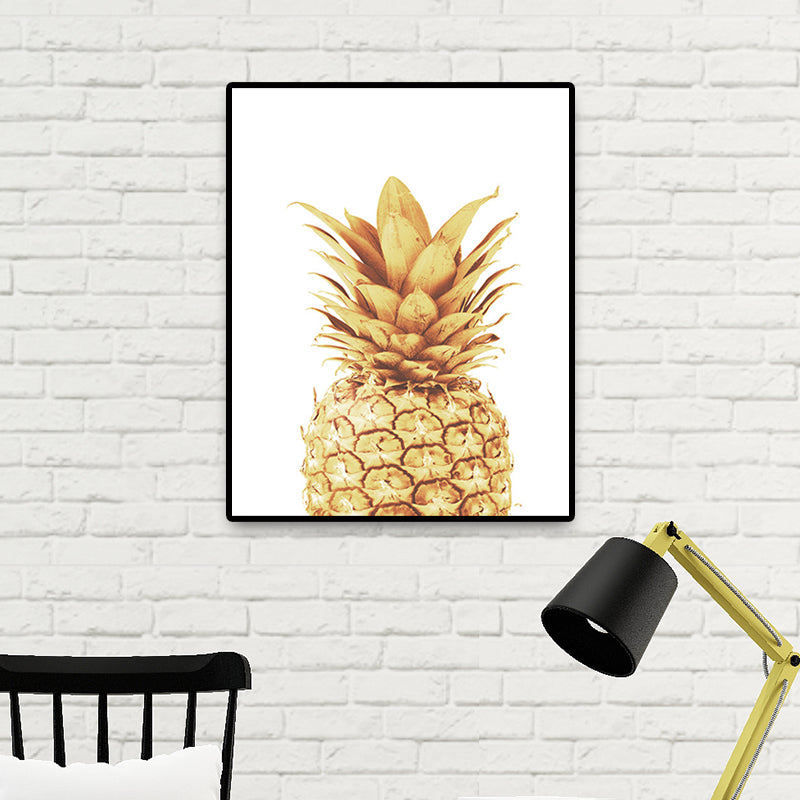 BowLift | Golden Pineapple Wall Decoration Fruit Tropical Texture Canvas Print for Dining Room