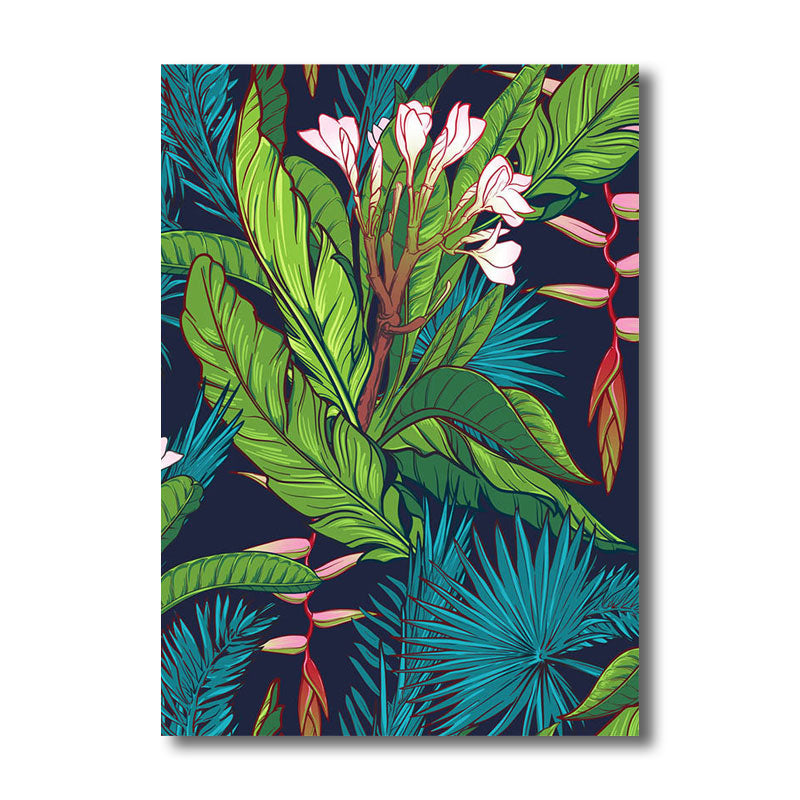 BowLift | Tropics Magnolia and Plant Painting for Living Room Canvas in Green, multiple sizes available