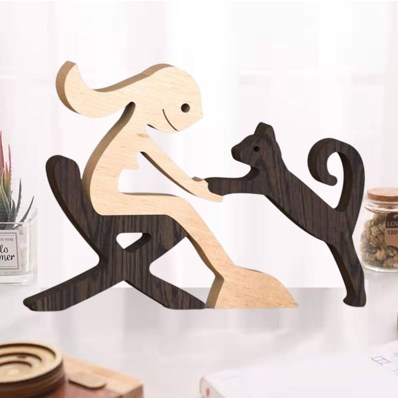 BowLift | Gift For Pet Lovers - Wood Sculpture Table Ornaments - The Love Between You And Your Fur-Friend