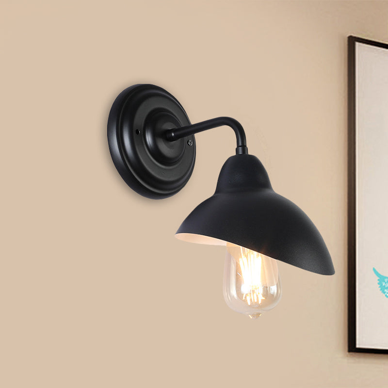 BowLift | 1 Bulb Dome-Shaped Wall Light Stock Black Metallic Wall Lighting Ideas for the Bedroom