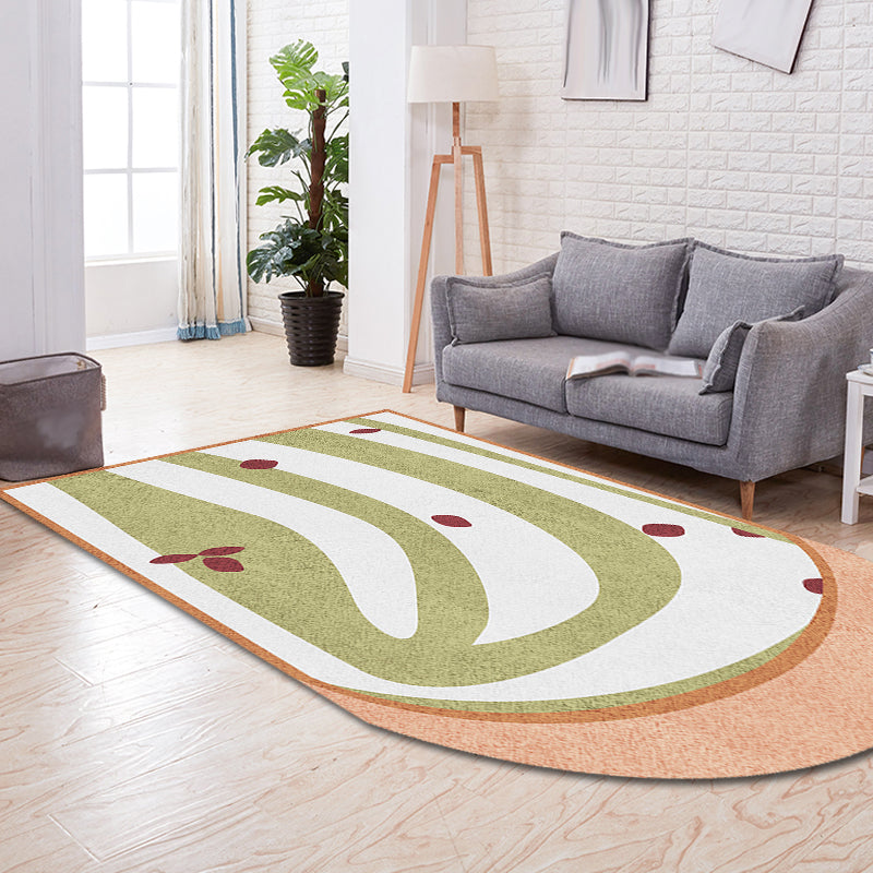 BowLift | Gray and Green Irregular Area Rug Bedroom Novelty Color Block Pattern Area Coverage Polyester Non-Slip Carpet