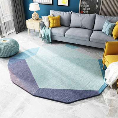 BowLift | Green and Blue Irregular Area Rug Bedroom Novelty Color Block Pattern Area Rug Polyester Stain Resistant Carpet