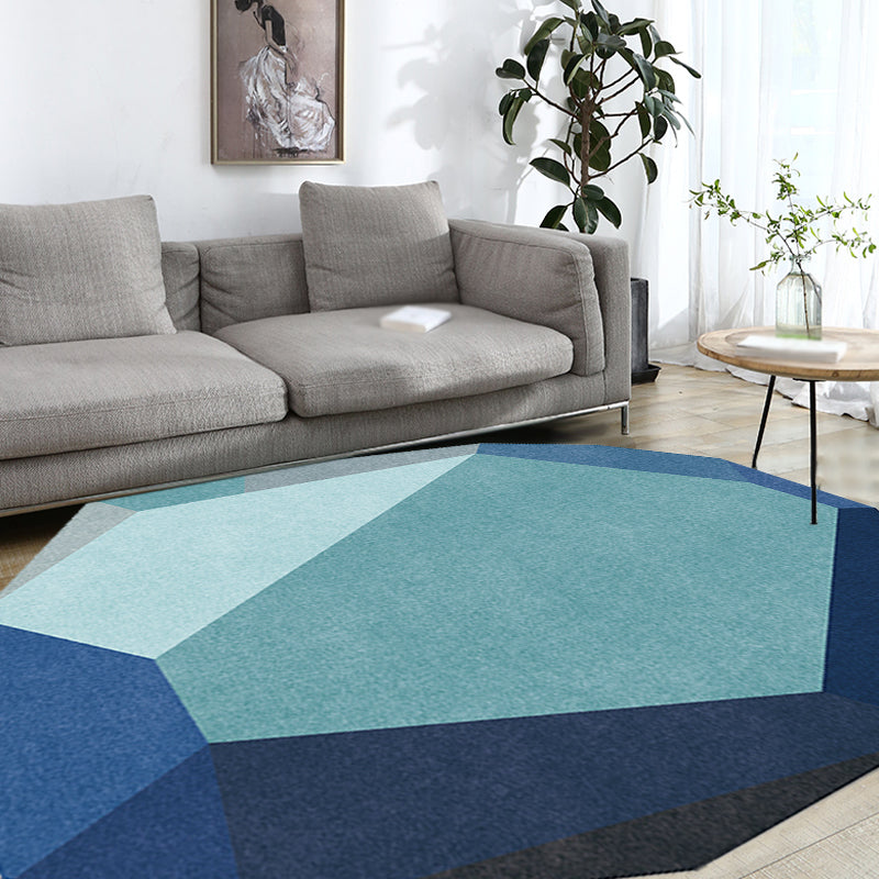 BowLift | Gray and Blue Irregular Carpet Bedroom Novelty Color Block Pattern Area Rug Polyester Washable Rug