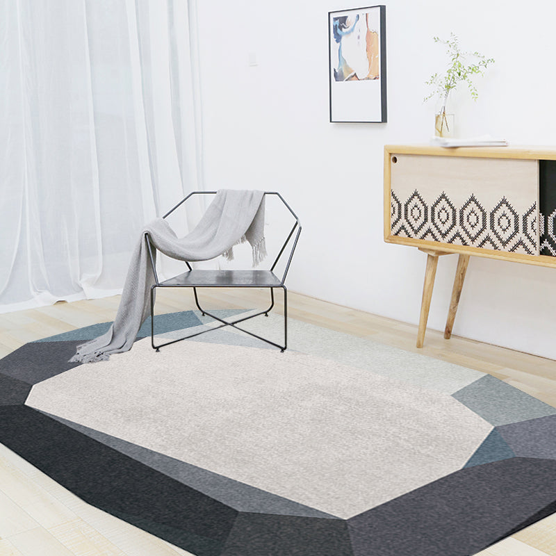 BowLift | Gray and Blue Irregular Carpet Bedroom Novelty Color Block Pattern Area Rug Polyester Washable Rug