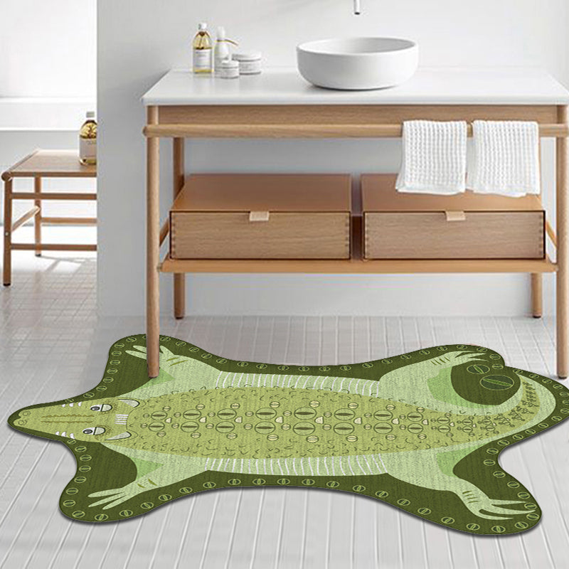BowLift | Green Irregular Carpet Nursery Kids Animal Crocodile Pattern Area Rug Polyester Stain Resistant Carpet