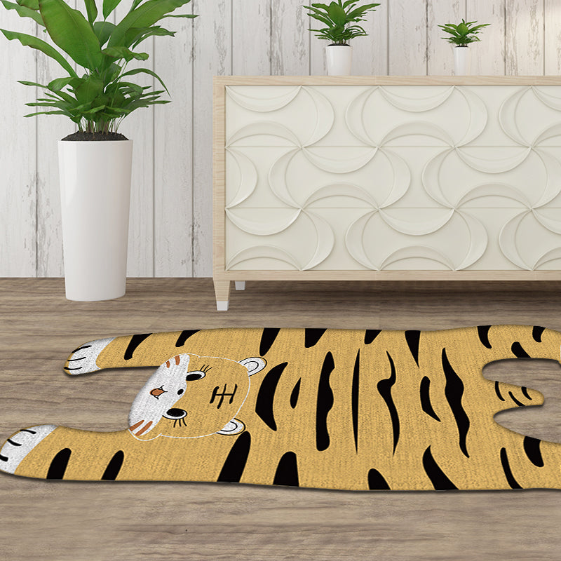 BowLift | Gray and Yellow Irregular Carpet Children's Room Animal Tiger Pattern Rug Polyester Pet Friendly Carpet