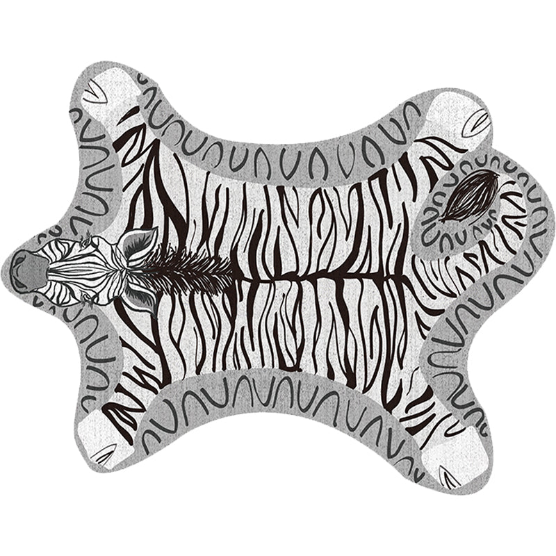 BowLift | Unique Kids Irregular Carpet in Yellow and Grey Animal Zebra Pattern Carpet Polyester Washable Carpet for Children's Room