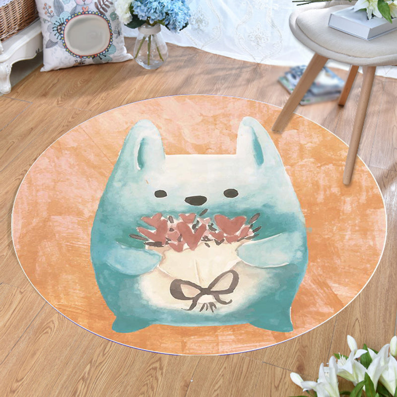 BowLift | Unusual Cartoon Animal Pattern Rug Multicolored Children's Rug Polyester Pet-Friendly Washable Area Rug for the Children's Room