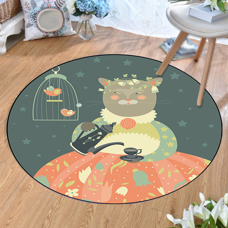 BowLift | Unusual Cartoon Animal Pattern Rug Multicolored Children's Rug Polyester Pet-Friendly Washable Area Rug for the Children's Room