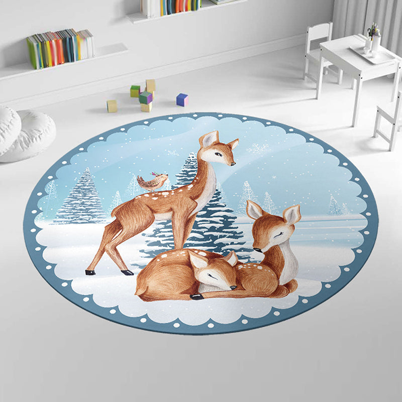 BowLift | Cute Cartoon Animal Pattern Rug Multicolor Children's Rug Polyester Washable Pet-Friendly Non-Slip Carpet for Kids' Room