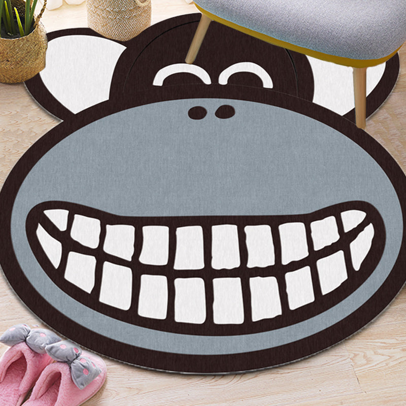 BowLift | Gray Monkey Pattern Rug Polyester Kids Rug Washable Non-Slip Pet-Friendly Rug for the Children's Room