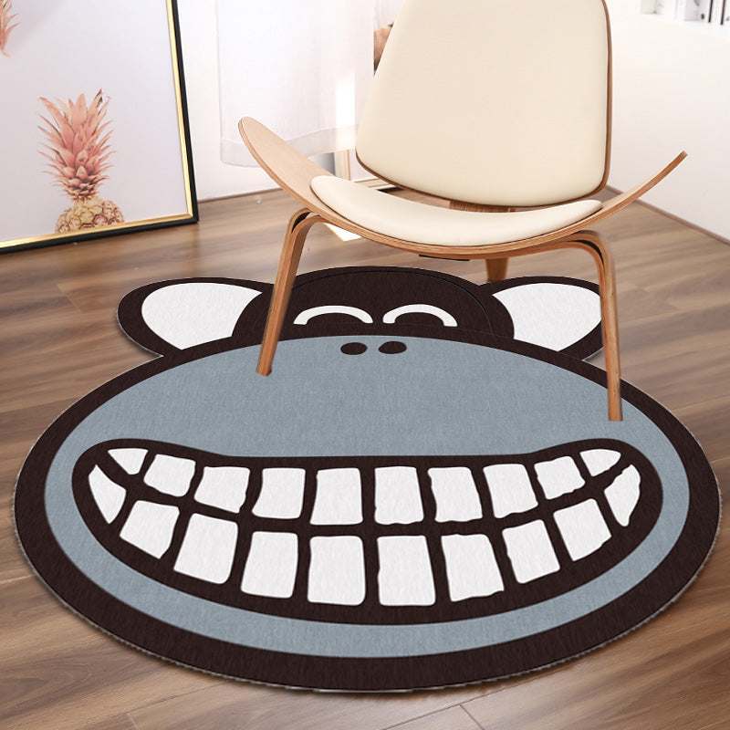BowLift | Gray Monkey Pattern Rug Polyester Kids Rug Washable Non-Slip Pet-Friendly Rug for the Children's Room