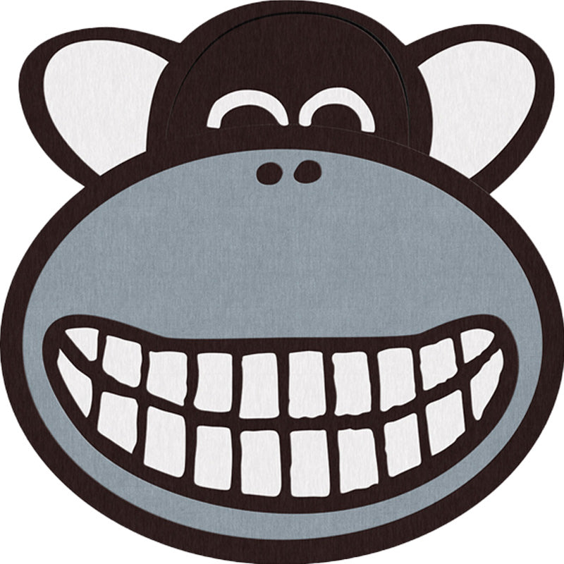 BowLift | Gray Monkey Pattern Rug Polyester Kids Rug Washable Non-Slip Pet-Friendly Rug for the Children's Room