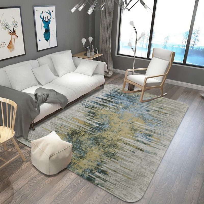 BowLift | Unusual abstract carpet gray industrial carpet polyester pet-friendly non-slip backing washable carpet for the living room
