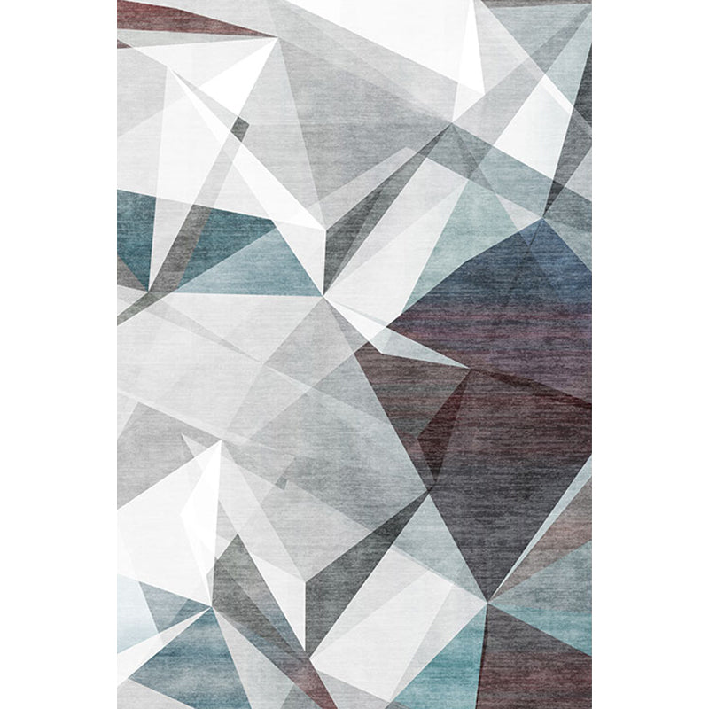 BowLift | Gray geometric pattern rug polyester modern rug washable non-slip pet-friendly rug for the living room