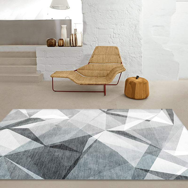 BowLift | Gray geometric pattern rug polyester modern rug washable non-slip pet-friendly rug for the living room