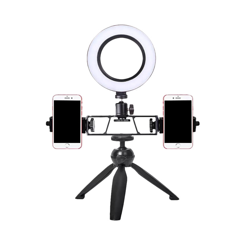BowLift | Iron Round Mirror Light Contemporary LED Black Fill Lamp with Tripod Design