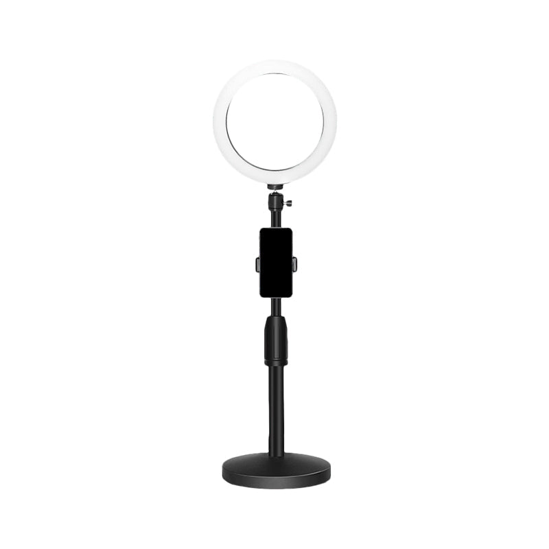 BowLift | Minimalistic Circular Make-Up Lamp Metal Mobile Phone Holder USB LED Fill Light in Black