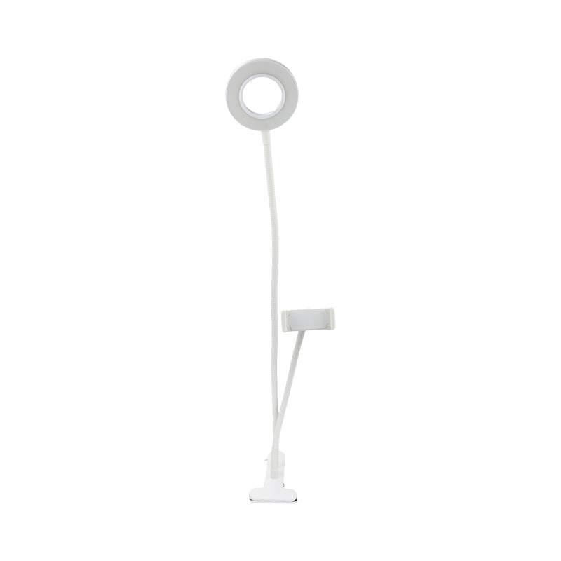 BowLift | Metal Round USB Mirror Lamp Simplicity Black/White Finish Portable LED Fill Light with Flexible Arm