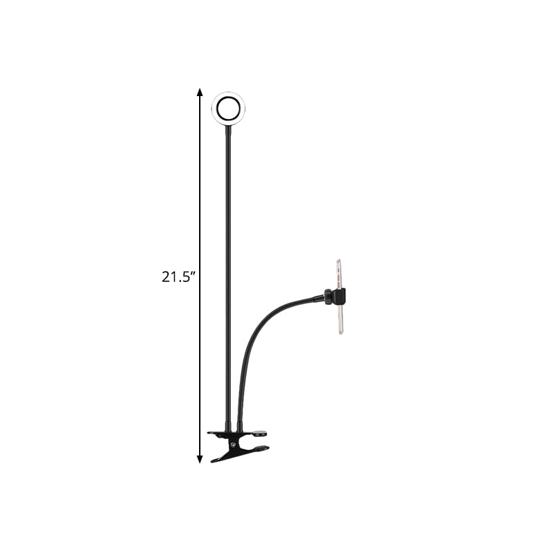 BowLift | Metal Round USB Mirror Lamp Simplicity Black/White Finish Portable LED Fill Light with Flexible Arm