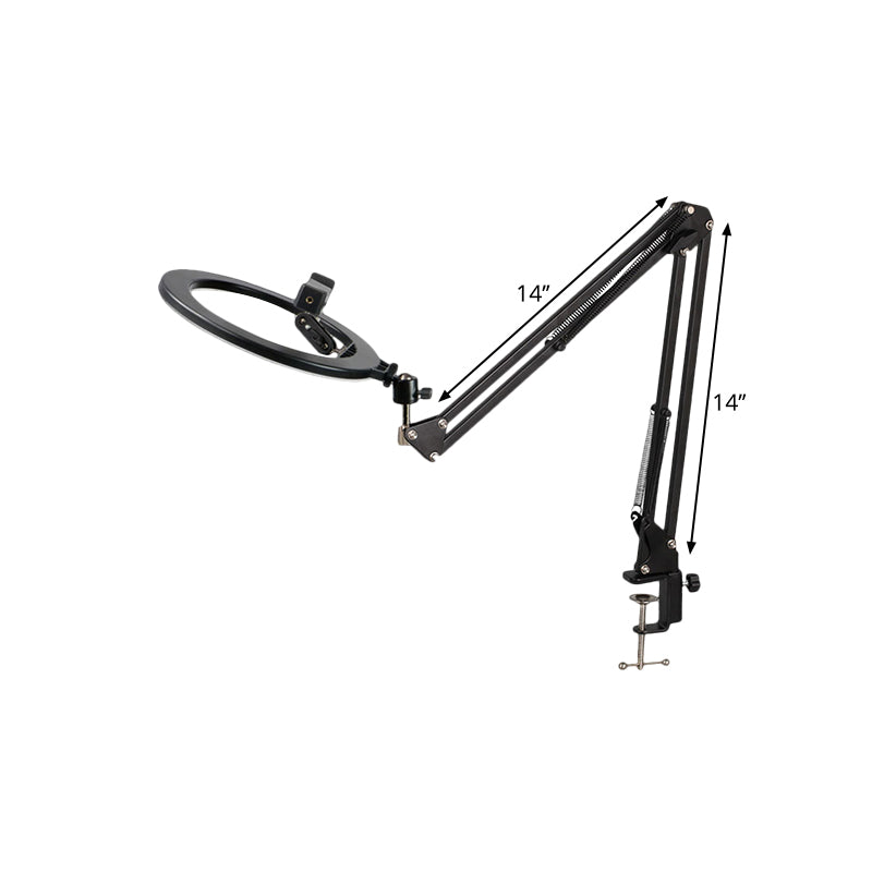 BowLift | Swivel Arm Metal USB Mirror Lighting Modern Style Black Portable LED Fill Light with Circular Shade