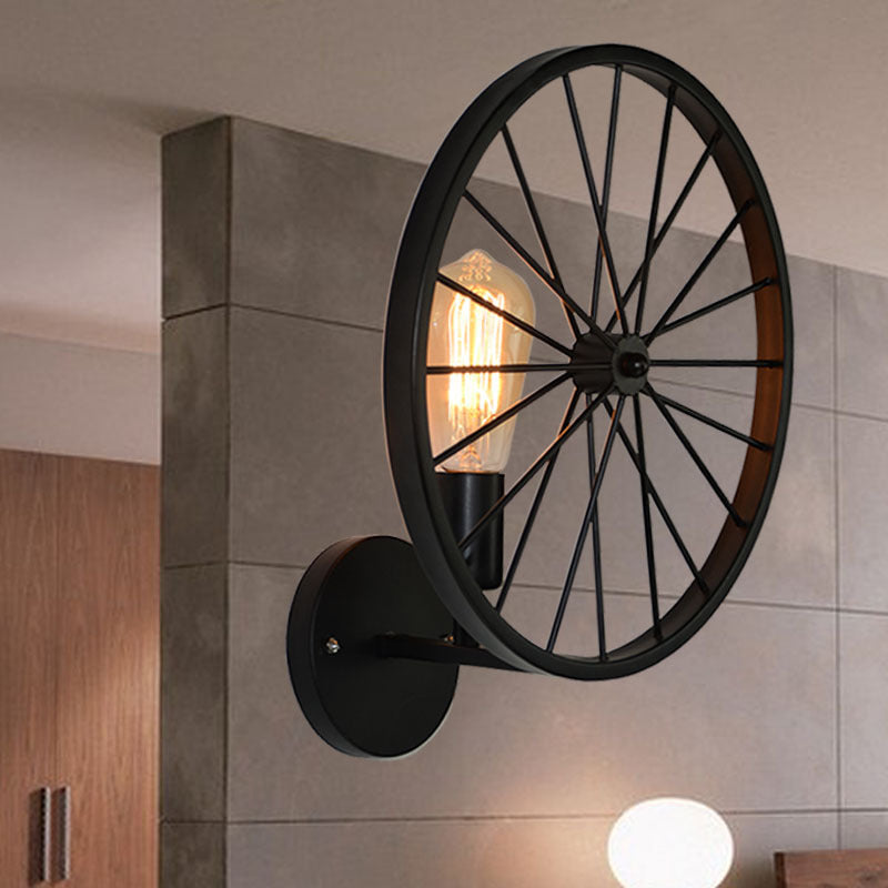 BowLift | 1 Bulb Metal Wall Lighting Vintage Black Version Wheel Restaurant Wall Lamp