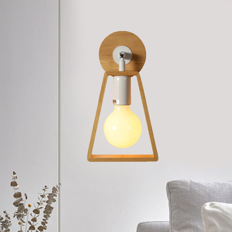 BowLift | Exposed bulb swivel wall lamp Simple wood 1 head bedside wall light ideas with trapezoidal frame