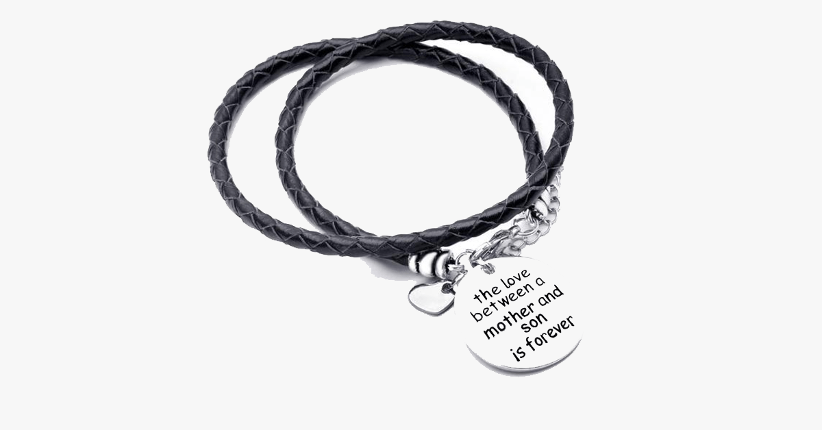 BowLift | The love between a mother and her son is forever - Hand-stamped bracelets to celebrate mother-son love - Made of vegan leather and zinc alloy charms