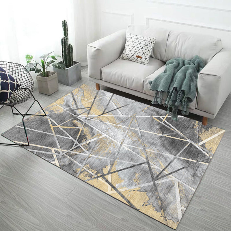BowLift | Multicolor Living Room Rug Industrial Abstract Geometric Pattern Rug Polyester Washable Non-Slip Backing Pet-Friendly Rug