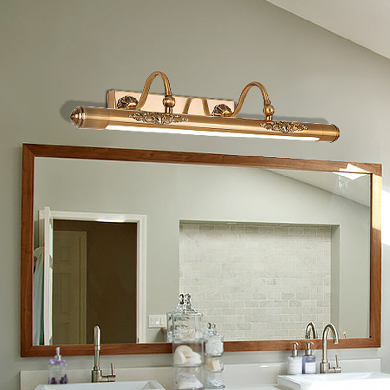 BowLift | Brass Thin Tube Wall Mounted Lamp Modernism Full Copper LED Mirror Lighting Idea with 2 Arms