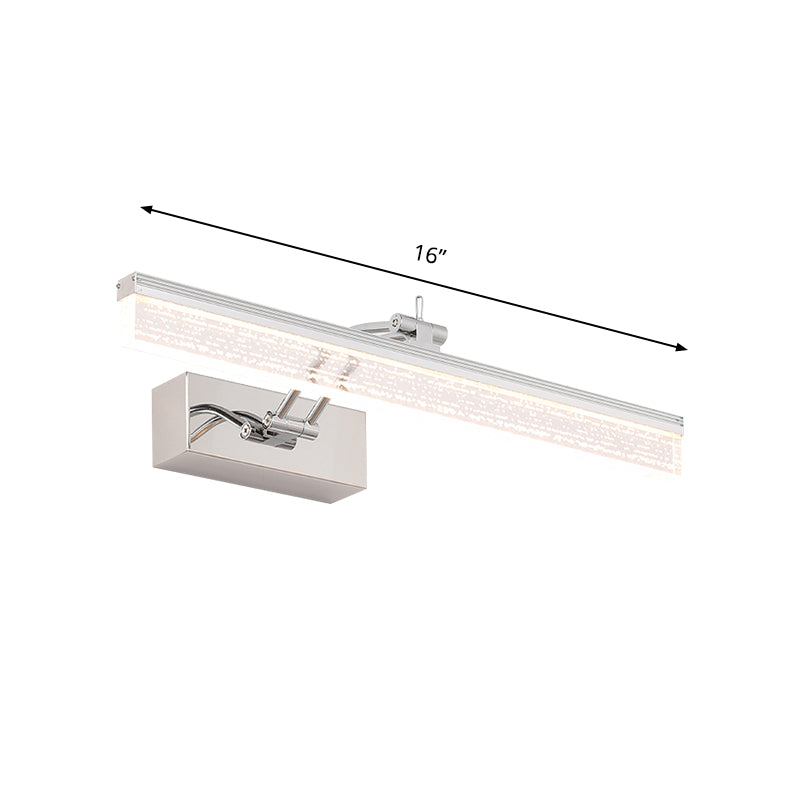 BowLift | 16"/23.5" L LED Bathroom Wall Vanity Light Modernism Silver Wall Sconce Lighting with Rectangular Acrylic Shade in Warm/White Light