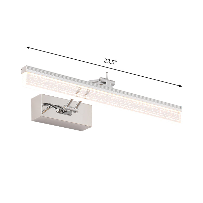 BowLift | 16"/23.5" L LED Bathroom Wall Vanity Light Modernism Silver Wall Sconce Lighting with Rectangular Acrylic Shade in Warm/White Light