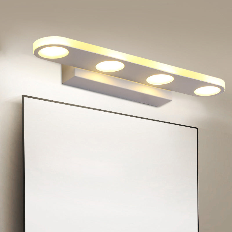 BowLift | 15"/23" L Acrylic Oval Vanity Lighting System Minimalist 4/6 Bulbs White Wall Lamp Light in Warm/White Light