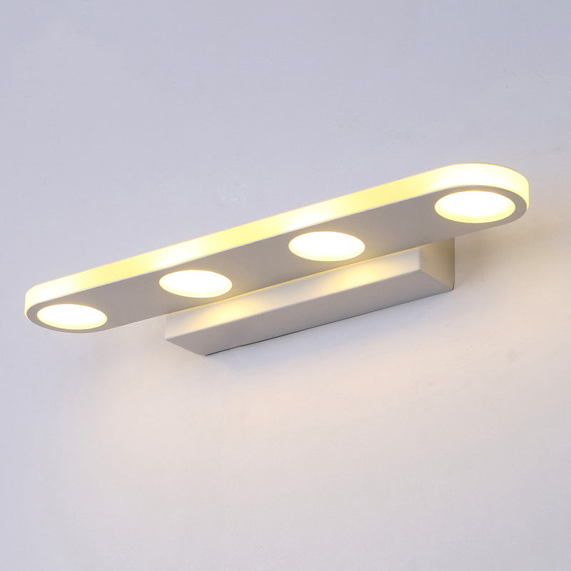 BowLift | 15"/23" L Acrylic Oval Vanity Lighting System Minimalist 4/6 Bulbs White Wall Lamp Light in Warm/White Light