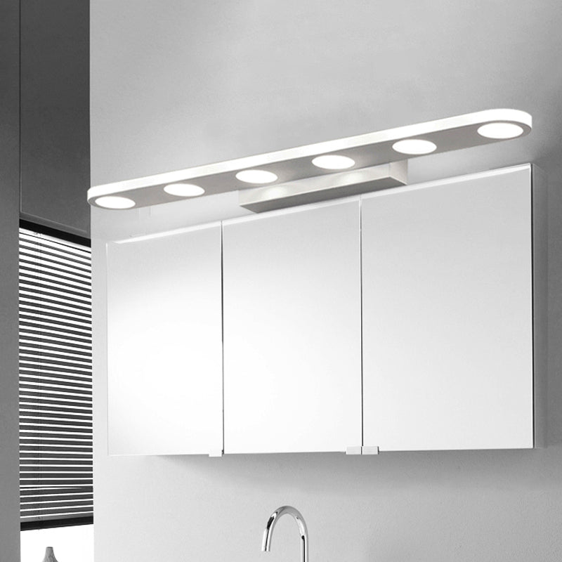 BowLift | 15"/23" L Acrylic Oval Vanity Lighting System Minimalist 4/6 Bulbs White Wall Lamp Light in Warm/White Light