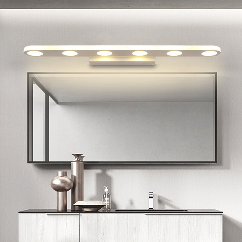 BowLift | 15"/23" L Acrylic Oval Vanity Lighting System Minimalist 4/6 Bulbs White Wall Lamp Light in Warm/White Light