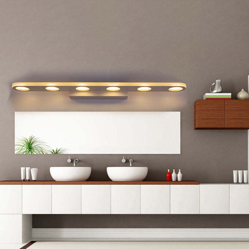 BowLift | 15"/23" L Acrylic Oval Vanity Lighting System Minimalist 4/6 Bulbs White Wall Lamp Light in Warm/White Light