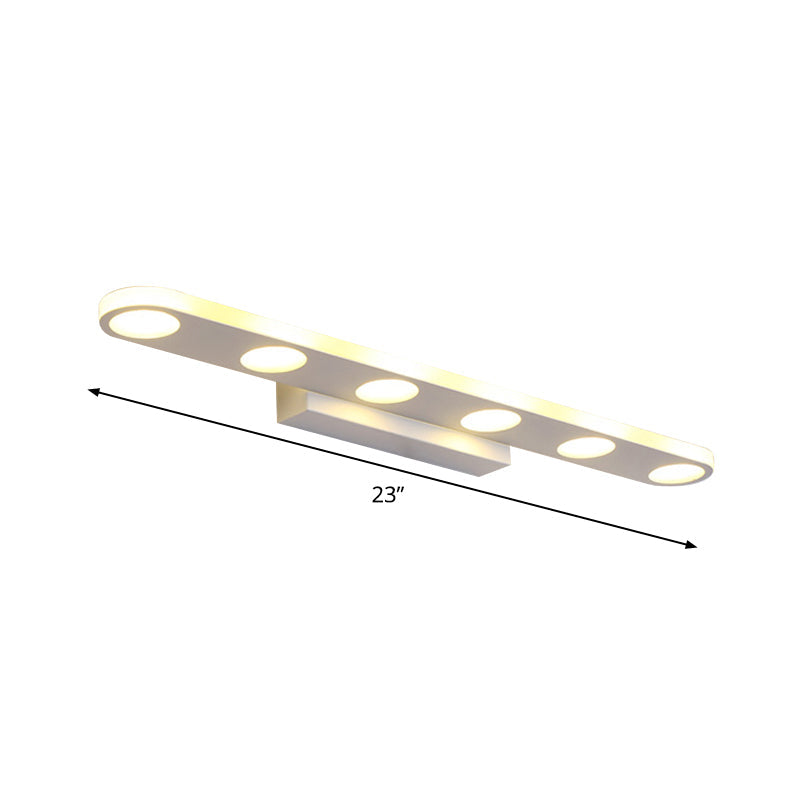 BowLift | 15"/23" L Acrylic Oval Vanity Lighting System Minimalist 4/6 Bulbs White Wall Lamp Light in Warm/White Light