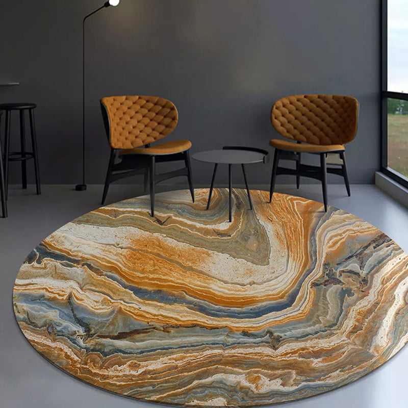 BowLift | Funky Swirl Stripe Pattern Rug Brown Modern Rug Polyester Pet-Friendly Washable Non-Slip Area Rug for Decoration