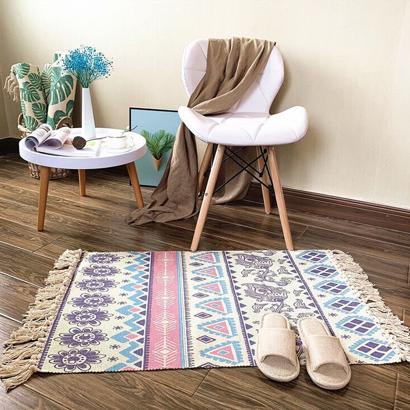 BowLift | Eunique Tribal Pattern Rug Multicolored Southwestern Rug Cotton Washable Non-Slip Pet-Friendly Rug for the Living Room