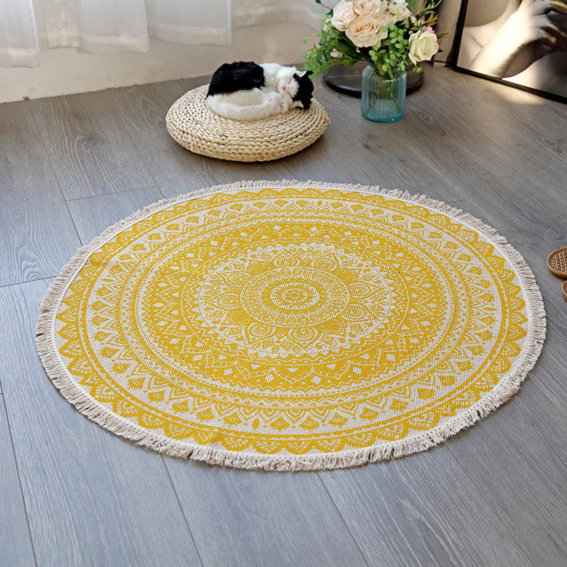BowLift | Floral Pattern Rug Jute Moroccan Rug Pet-Friendly Washable Non-Slip Rug for the Living Room