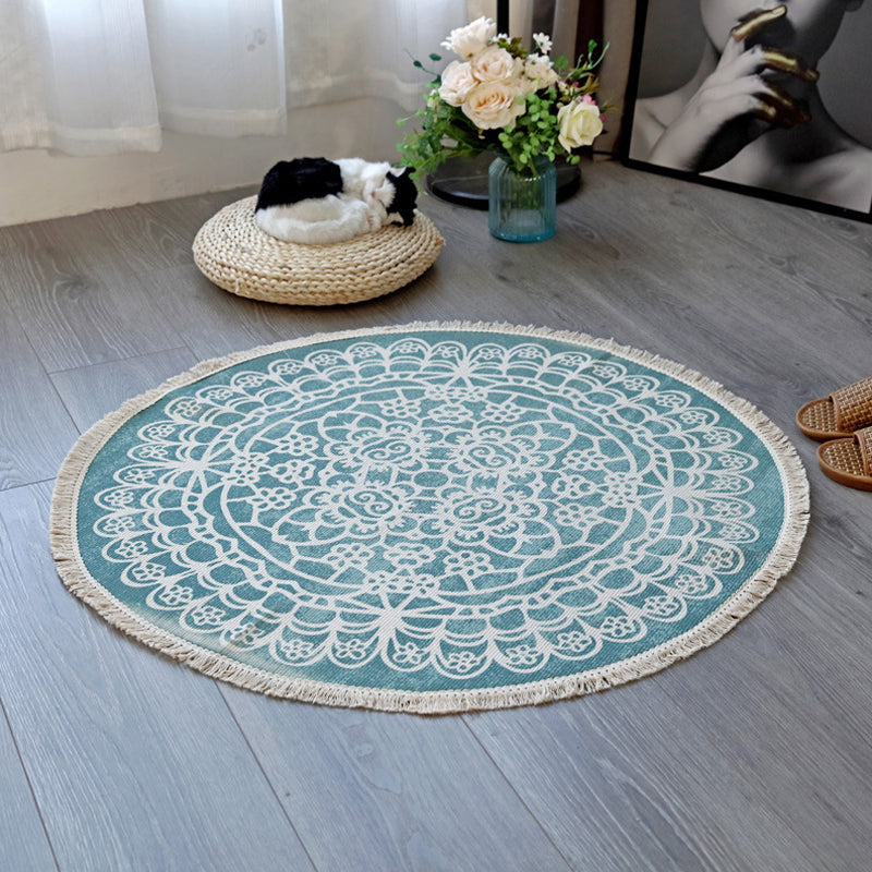 BowLift | Floral Pattern Rug Jute Moroccan Rug Pet-Friendly Washable Non-Slip Rug for the Living Room