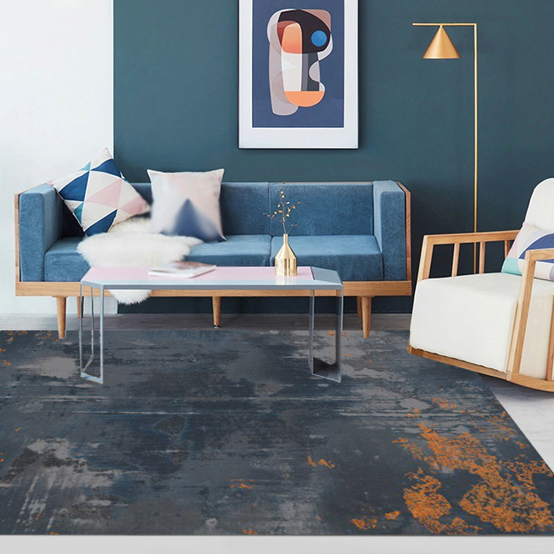 BowLift | Dark Grey Industrial Carpet Polyester Abstract Pattern Carpet Pet Friendly Non-Slip Washable Rug for Living Room