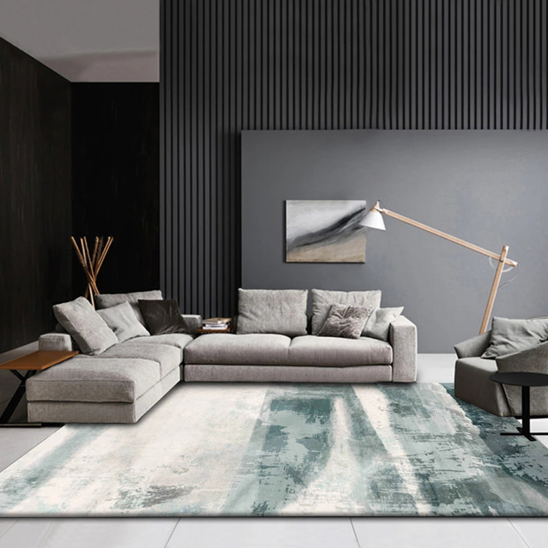 BowLift | Industrial Study Mat Multi Colors Abstract Watercolor Pattern Carpet Polyester Machine Washable Non-Slip Pet Friendly Area Rug