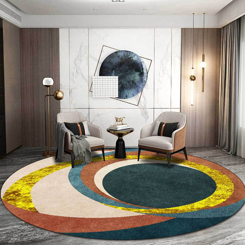 BowLift | Exotic Novelty Indoor Rug Golden Circles Area Rug Stain Resistant Rug for Home Decor