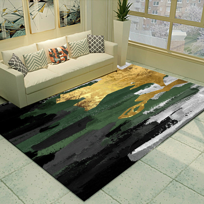 BowLift | Cyberpunk Living Room Carpet Multi Color Abstract Foil Streams Carpet Polyester Machine Washable Area Rug