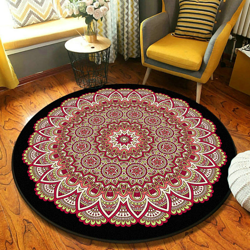 BowLift | Ethnic Moroccan Carpet Multicolor Mandala Rug non-slip backing stain-resistant rug for the guest room