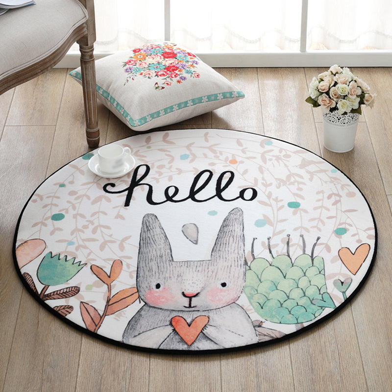BowLift | Cute Cartoon Rug Multicolored Animal and Flower Print Rug Polypropylene Rug for Children's Room