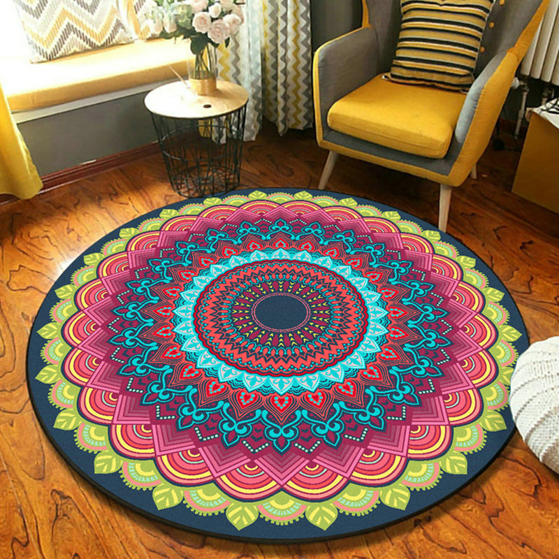 BowLift | Fancymandala-Rug Dark Color Moroccan Rug Polyester Pet-Friendly Rug for Living Room