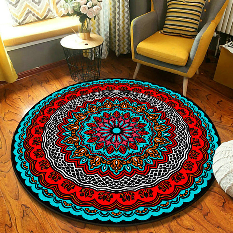BowLift | Fancymandala-Rug Dark Color Moroccan Rug Polyester Pet-Friendly Rug for Living Room
